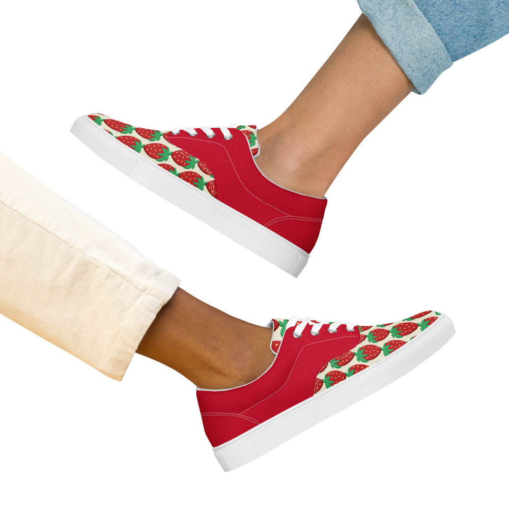 Strawberries And Cream Womens Canvas Sneakers - https://ascensionemporium.net